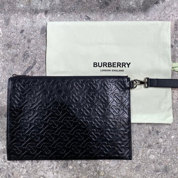 Burberry Monogram Leather Zip Pouch - Picture 1 of 5